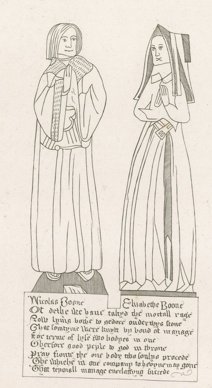 Statua, tomba di Nicholas Boone e Elizabeth Boone da English School