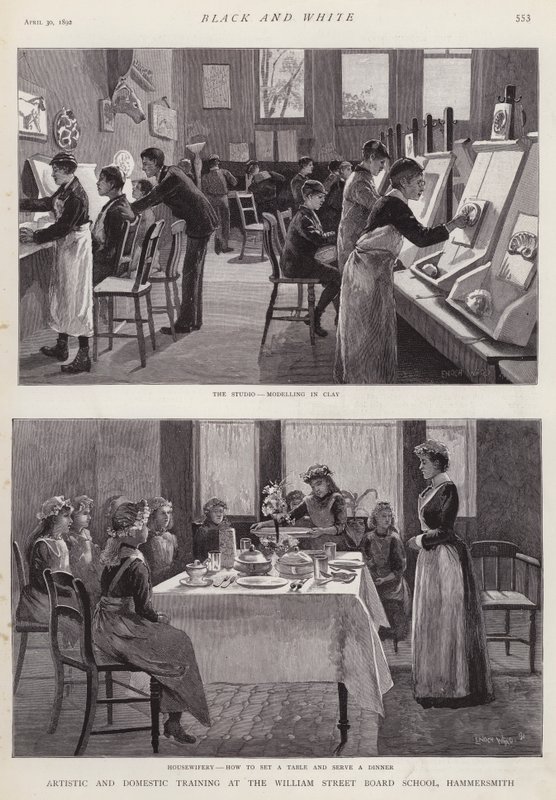 Formazione artistica e domestica alla William Street Board School, Hammersmith, Londra da Enoch Ward