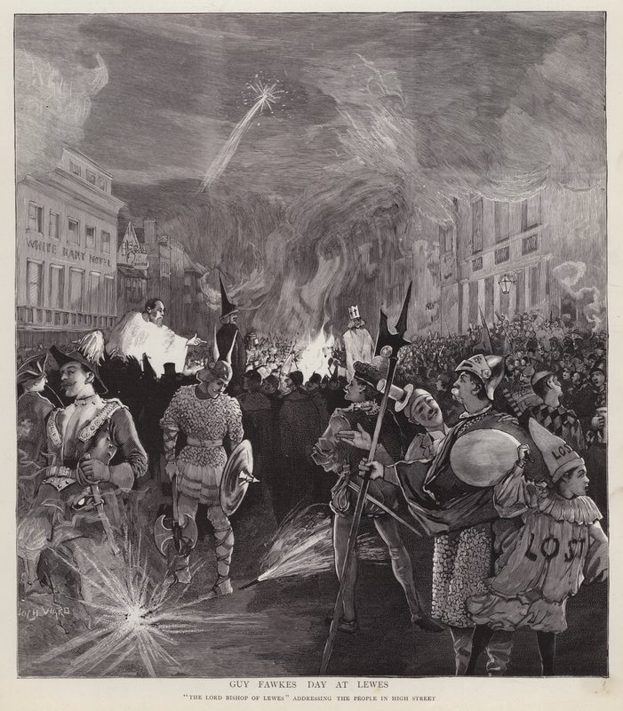 Processione del Giorno di Guy Fawkes a Lewes, Sussex, 5 novembre 1892 da Enoch Ward