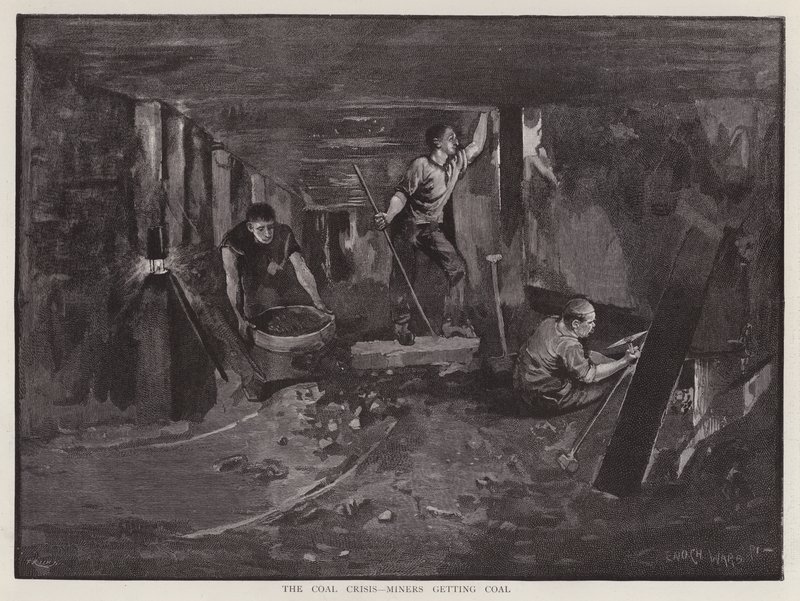 Minatori che lavorano sottoterra alla faccia del carbone da Enoch Ward