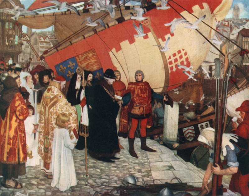 La partenza di Giovanni e Sebastiano Caboto da Bristol per il loro primo viaggio di scoperta, 1497 da Ernest Board