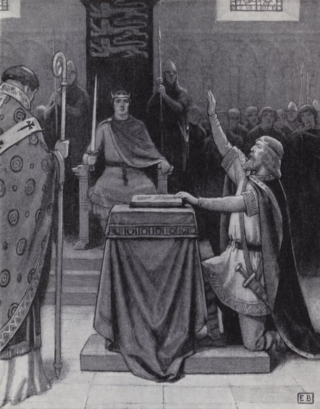 Harold Godwinson giura su reliquie sacre di sostenere la pretesa al trono inglese di Guglielmo, Duca di Normandia da Ernest (after) Board