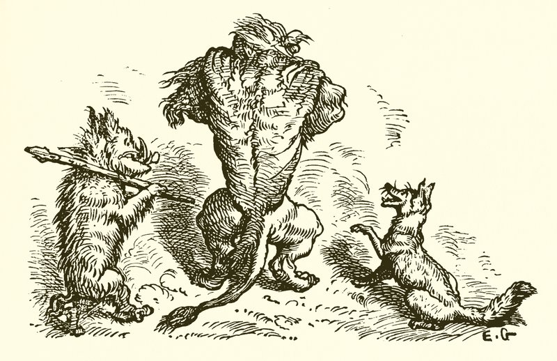 Il leone, la volpe e il lupo da Ernest Henry Griset