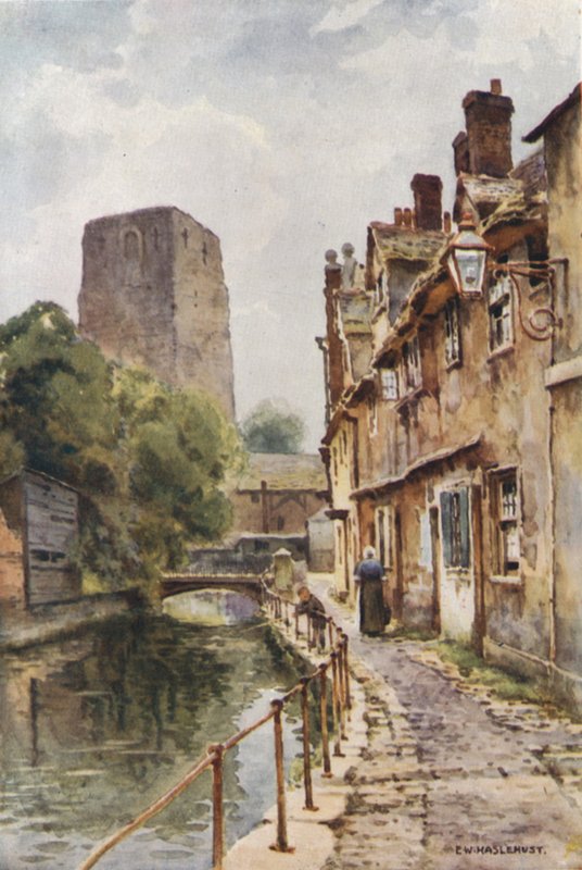 Fisher Row e resti del Castello di Oxford da Ernest William Haslehust