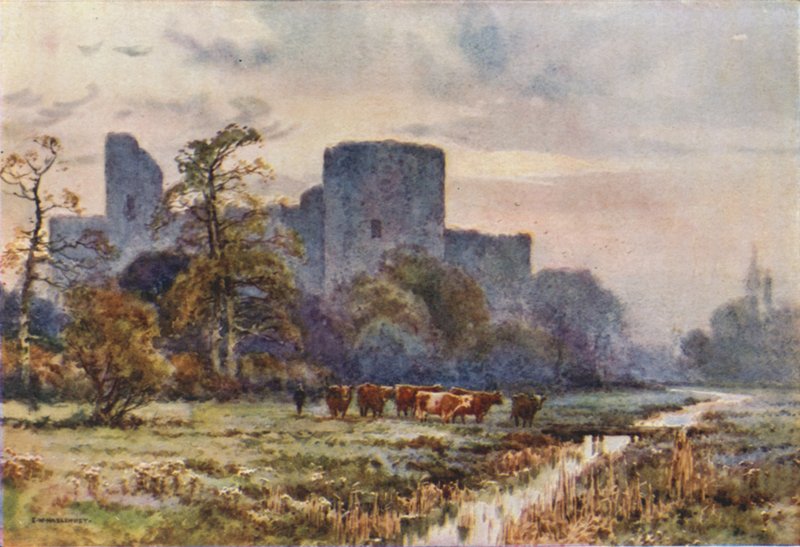 Castello di Pevensey dai prati da Ernest William Haslehust