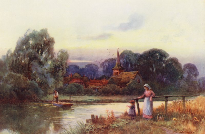 Fiume Tamigi: Moulsford Ferry (litografia a colori) da Ernest William Haslehust
