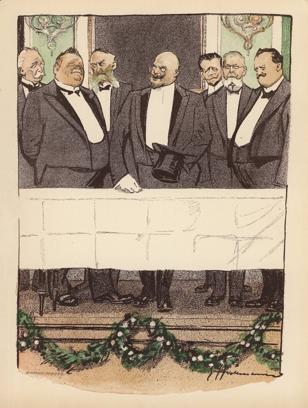 Illustrazione per Berliner Balle von Rideamus (litografia a colori) da Ernst (after) Heilemann