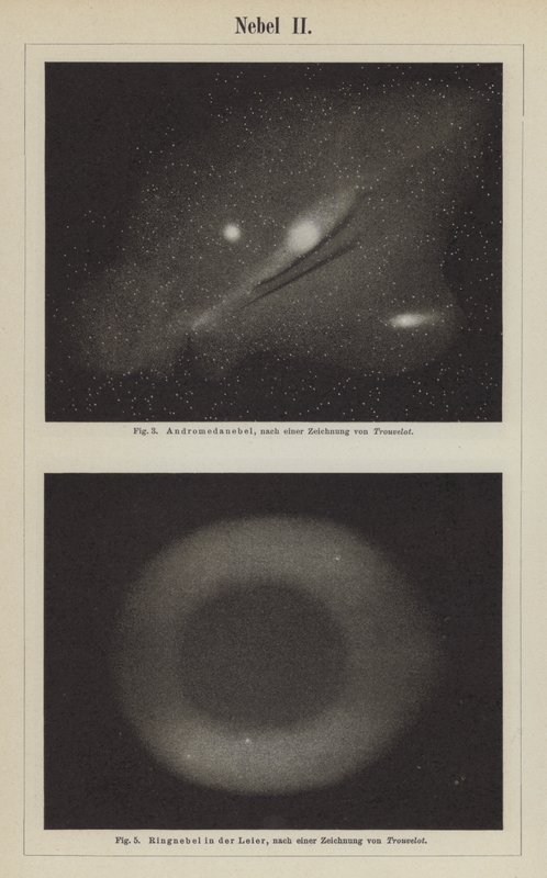 Vedute della Nebulosa di Andromeda e della Nebulosa Anello nella costellazione della Lira da Étienne Léopold Trouvelot