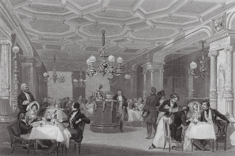 I "Trois Freres Provenceaux," Palais Royal, Parigi, La celebre trattoria (incisione) da Eugene Louis (after) Lami