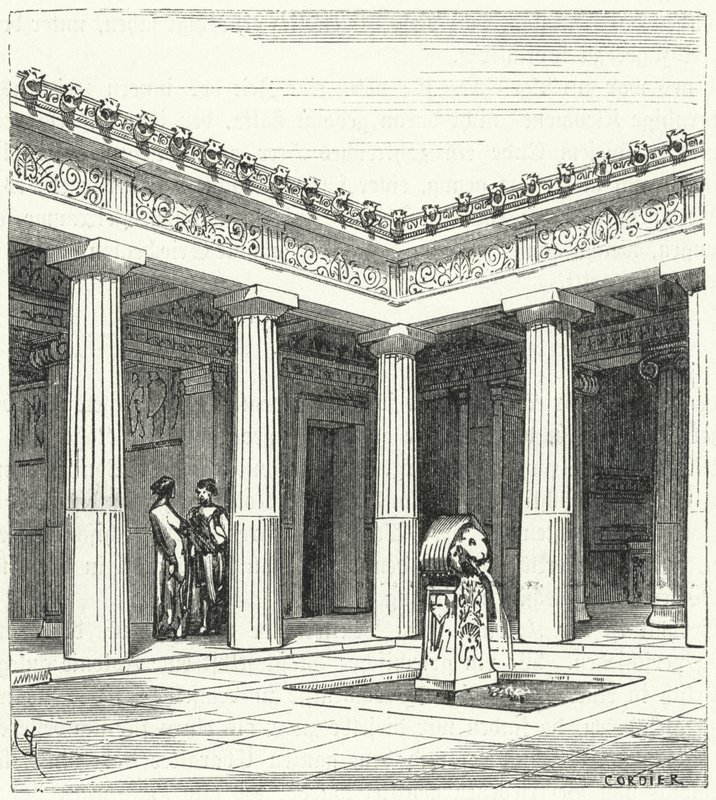 Cortile dorico di una casa greca antica da Eugene Emmanuel after Viollet le Duc