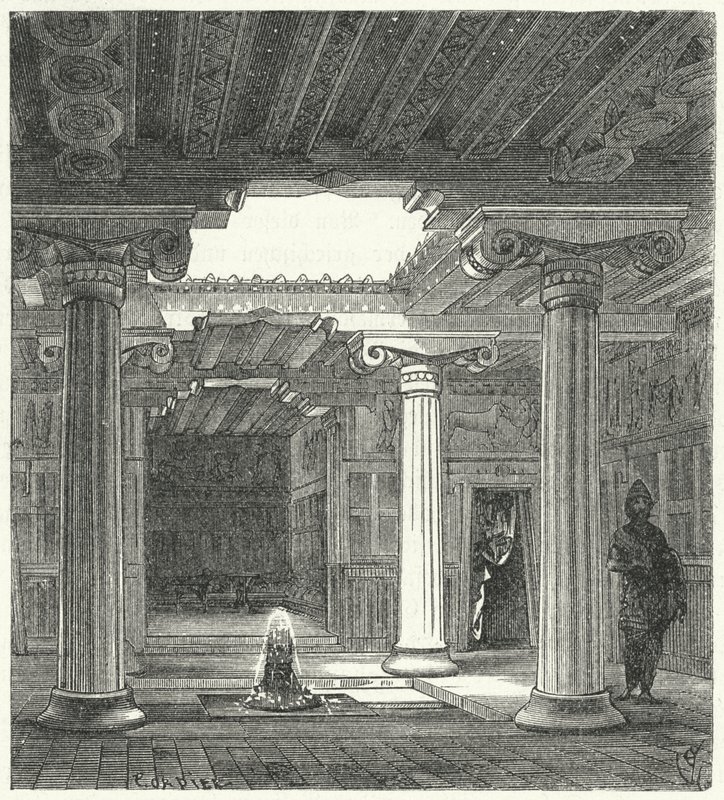 Cortile ionico di una casa greca antica da Eugene Emmanuel after Viollet le Duc