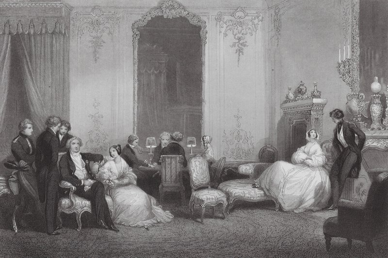 Una famiglia parigina (incisione) da Eugene Louis (after) Lami