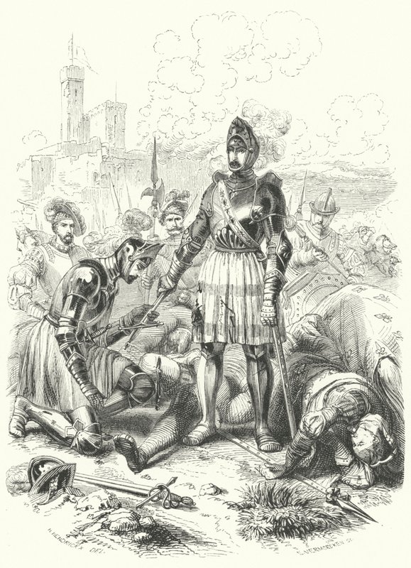 Francesco I di Francia si arrende agli spagnoli nella Battaglia di Pavia, 1525 da European School