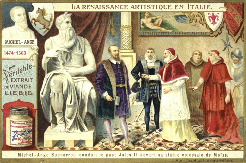 Michelangelo mostra a Papa Giulio II la sua statua colossale di Mosè da European School