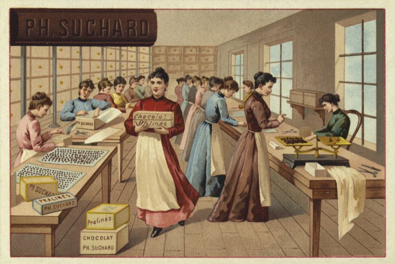 Imballaggio dei cioccolatini in una fabbrica da European School