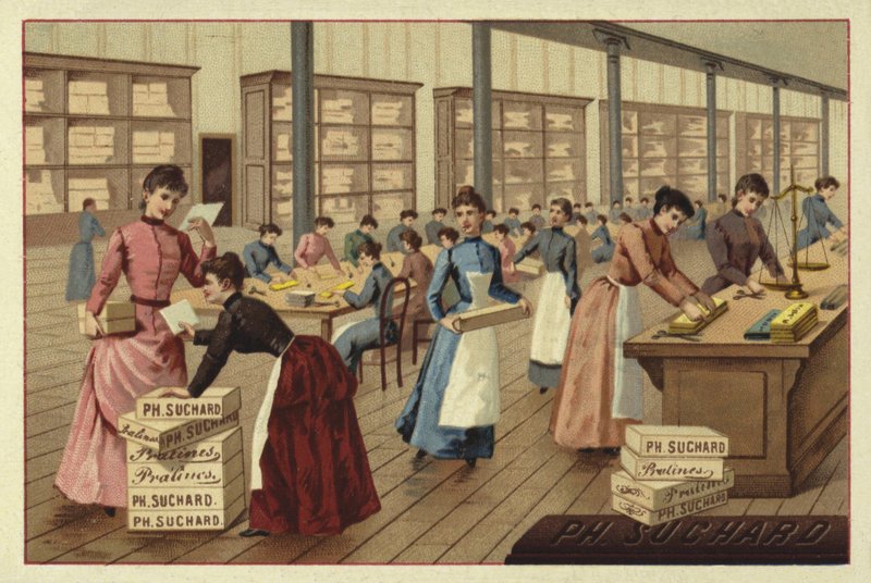 Imballaggio di cioccolatini in una fabbrica da European School