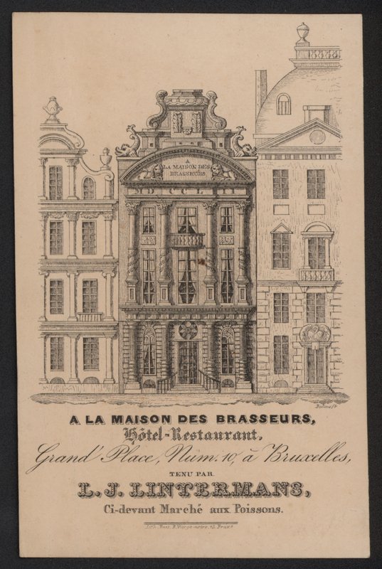 A La Maison Des Brasseurs, Hotel Restaurant, Bruxelles, L J Lintermans da European School