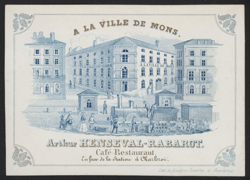 A La Ville De Mons, Arthur Henseval-Rabarot, Cafe Restaurant (incisione) da European School