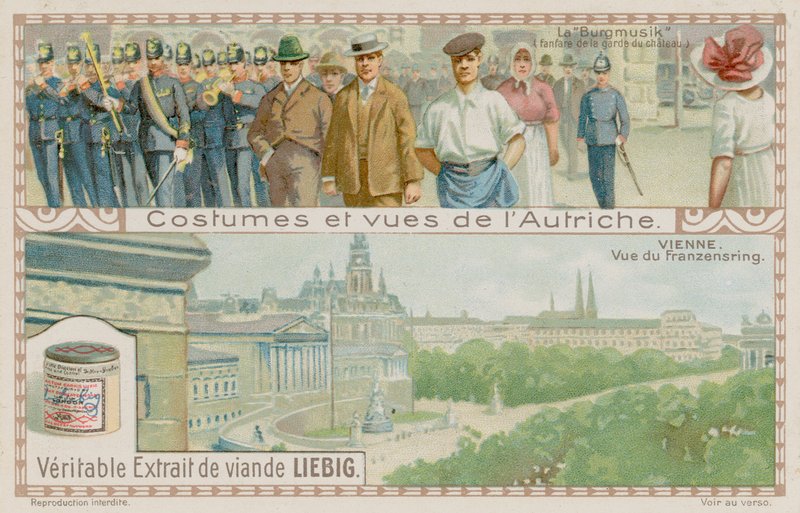Banda militare e vista del Franzensring a Vienna da European School