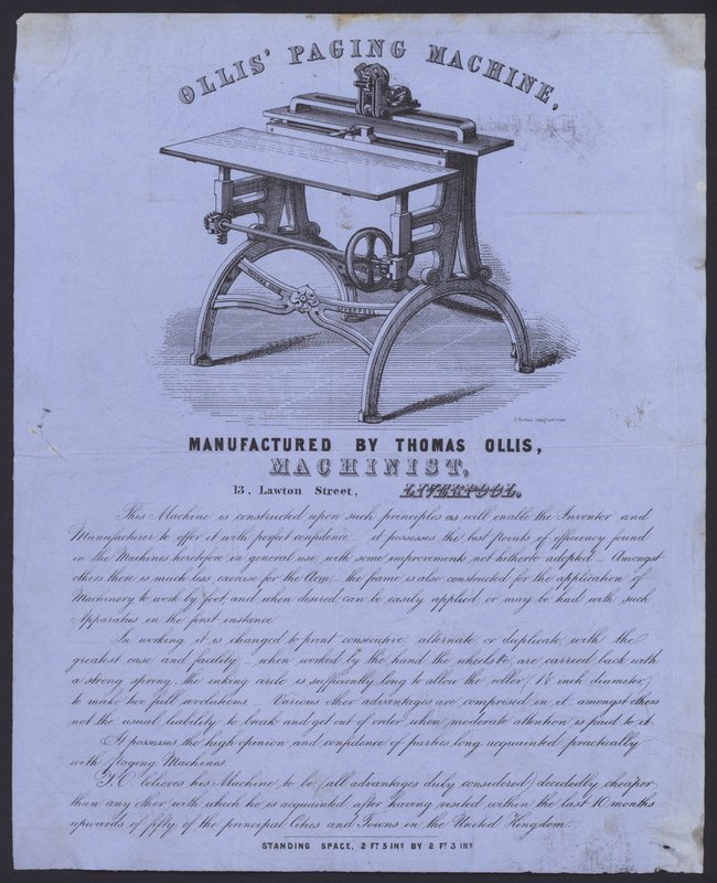 Pubblicità per la macchina di paging di Ollis (litografia) da European School