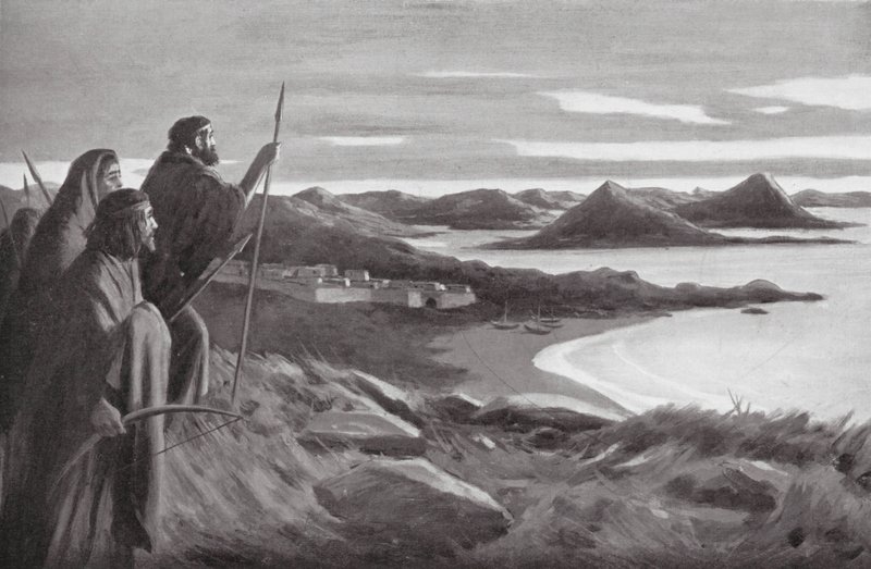 Gli invasori ariani della Grecia (litografia) da European School