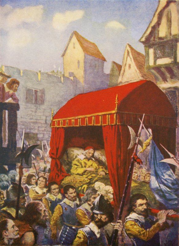 Arrivo del cardinale Richelieu a Lione (litografia a colori) da European School