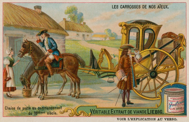 Carrozza che inizia un viaggio nel XVIII secolo da European School