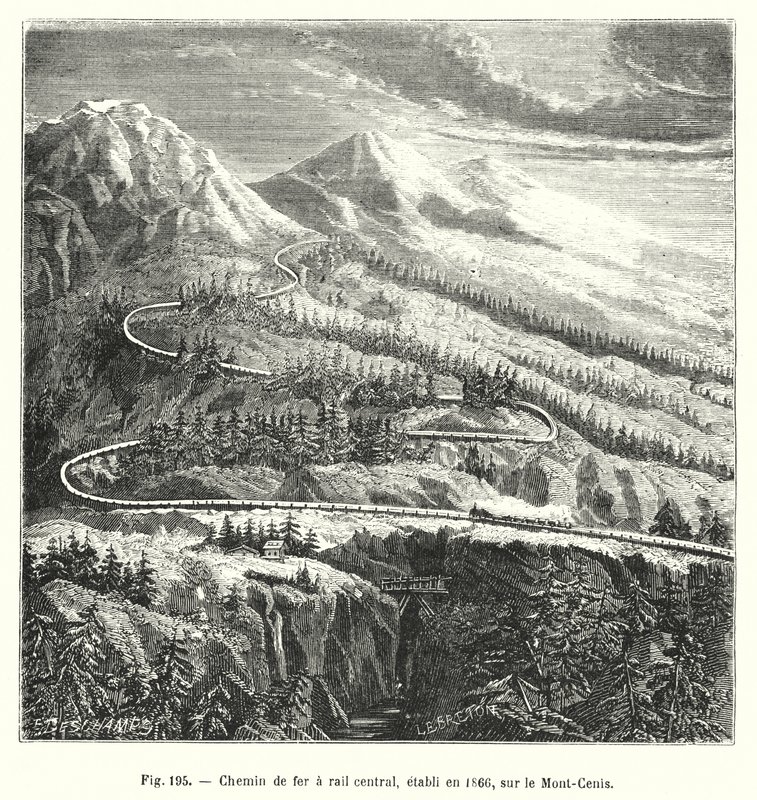 Ferrovia a rotaia centrale, stabilita nel 1866, sul Monte Cenisio da European School