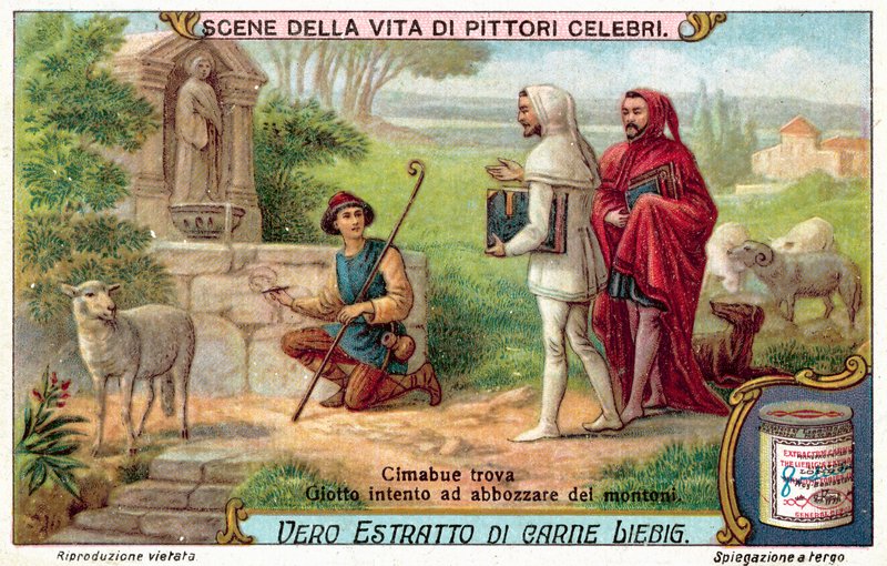 Cimabue trova Giotto intento a disegnare pecore da European School
