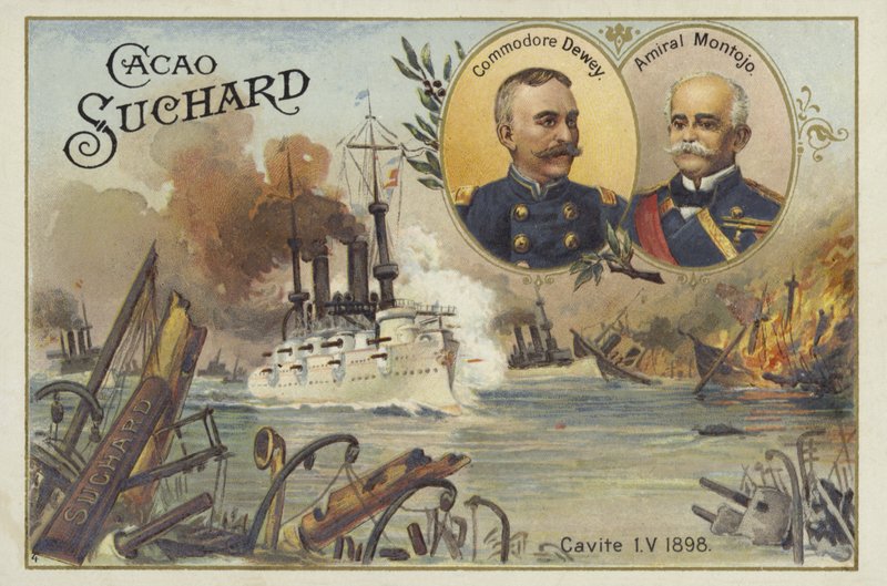 Commodoro George Dewey e Ammiraglio Patricio Montojo, Battaglia della Baia di Manila, Guerra ispano-americana, 1 maggio 1898 da European School