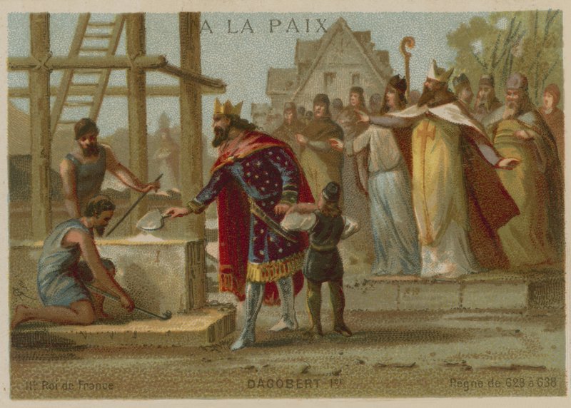 Dagoberto I, Re dei Franchi, inizia la costruzione della Basilica di St Denis, Francia da European School