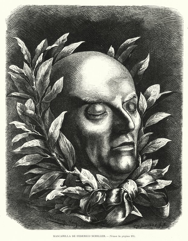 Maschera mortuaria del poeta tedesco Friedrich Schiller da European School