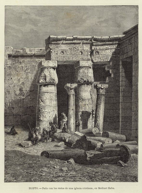 Cortile con i resti di una chiesa cristiana a Medinet Habu da European School