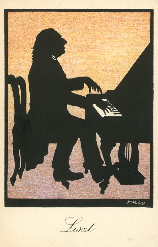 Franz Liszt, pianista e compositore ungherese (litografia a colori) da European School