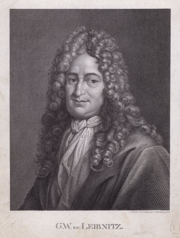Gottfried Wilhelm Leibniz, filosofo, matematico e polimata tedesco (incisione) da European School