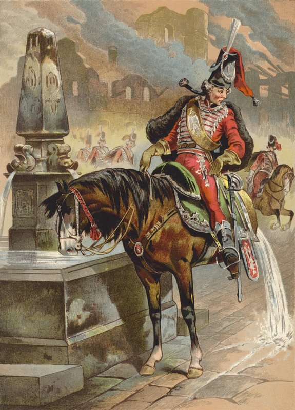 Illustrazione per le avventure del Barone di Munchausen da European School