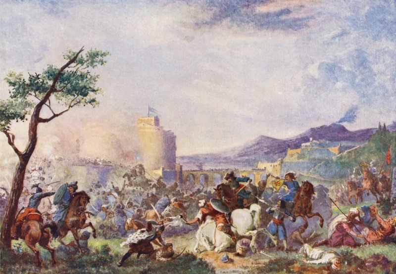 Giovanni Sobieski al Soccorso di Vienna (litografia a colori) da European School