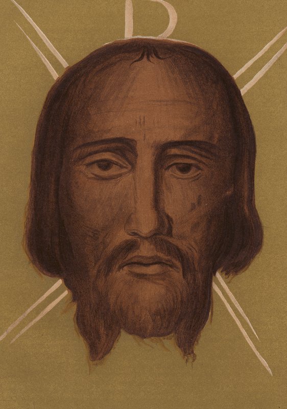 Somiglianza di Gesù Cristo: Dalla Chiesa di San Silvestro, Roma (cromolitografia) da European School