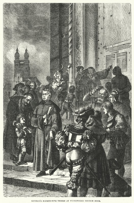 Le novantacinque tesi di Lutero alla porta della chiesa di Wittenberg da European School