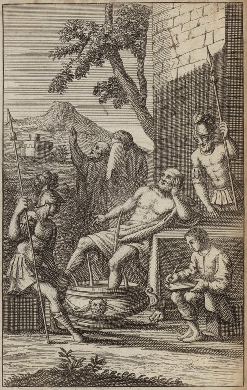 Uomo che fa il bagno e pensa, forse Archimede? da European School