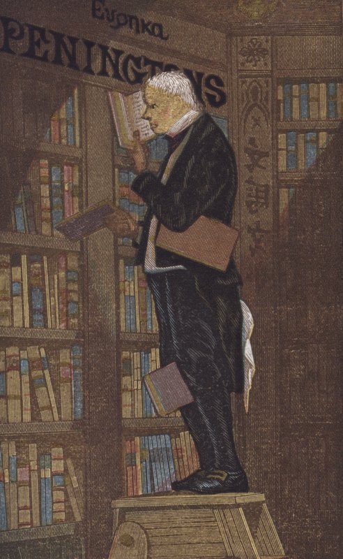 Uomo in cima a una scala in una libreria da European School