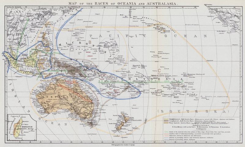 Mappa delle razze di Oceania e Australasia da European School