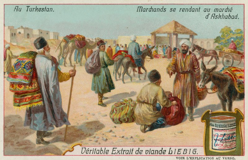 Mercanti che Vanno al Mercato ad Ashgabat in Turkmenistan da European School