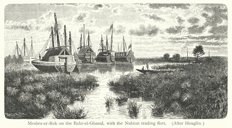 Meshra-er-Rek sul Bahr-el-Ghazal, con la flotta commerciale nubiana da European School