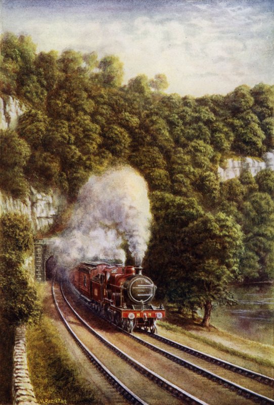 Treno espresso scozzese della Midland Railway che viaggia attraverso gli Yorkshire Dales da European School