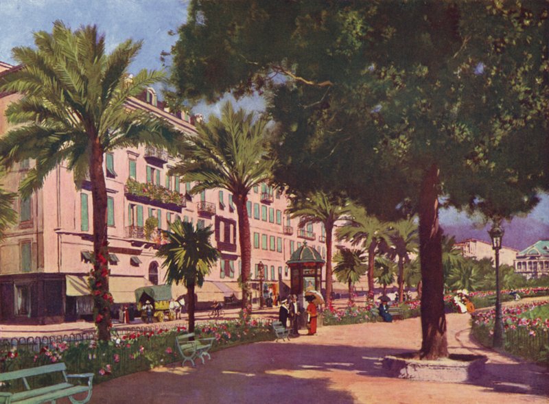 Nizza, Avenue Massena (litografia a colori) da European School