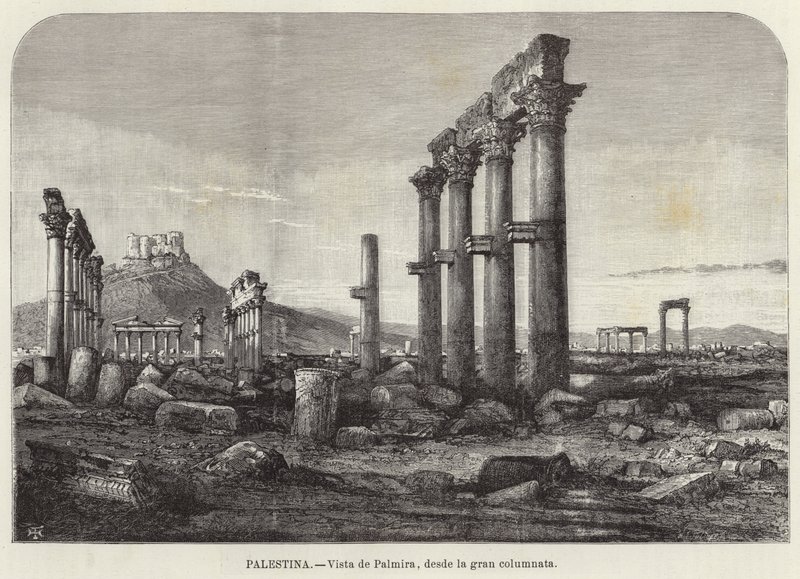 Palestina, Vista di Palmira, dalla grande colonnata da European School