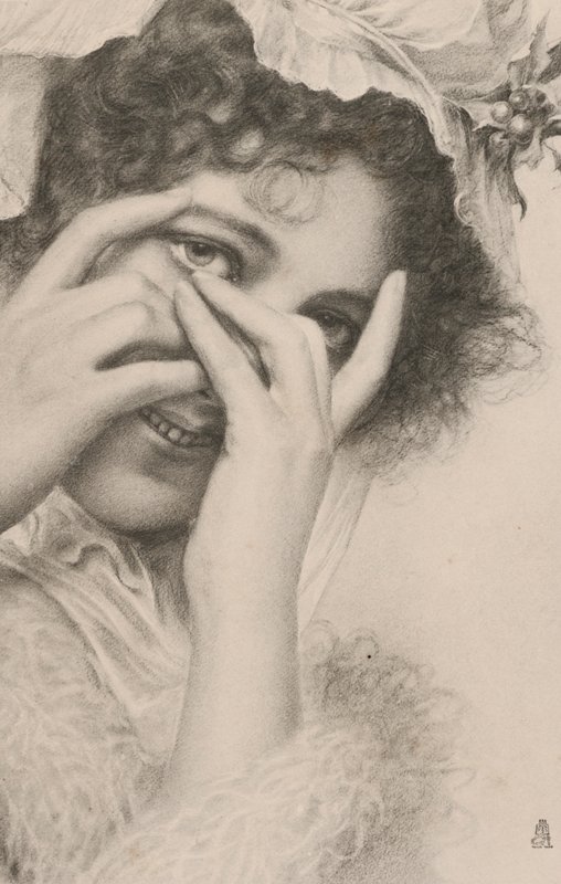 Ritratto di una donna che si nasconde dietro le mani da European School
