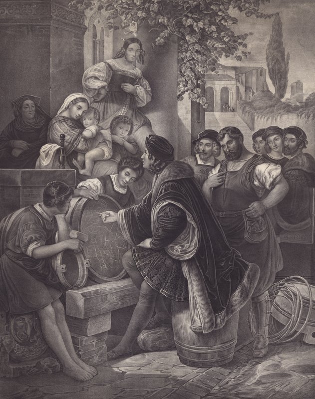 Raffaello che disegna la Vergine e il Bambino da European School