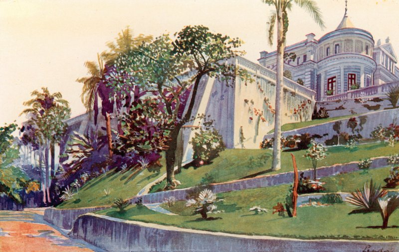Residenza del senatore generale Pinheiro Machado (litografia a colori) da European School